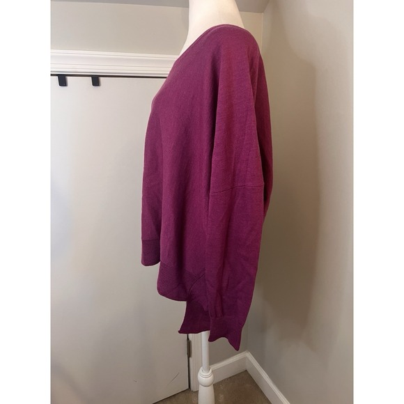 Eileen Fisher Merino Wool Magenta Pink High Low Sweater Large Spring - Picture 3 of 9
